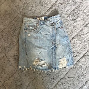 We The Free wrap Jean skirt
